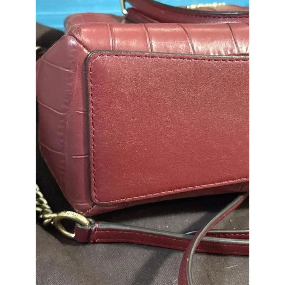 Coach Crocodile Leather Handbag Shoulder Bag Red‎ Beautiful